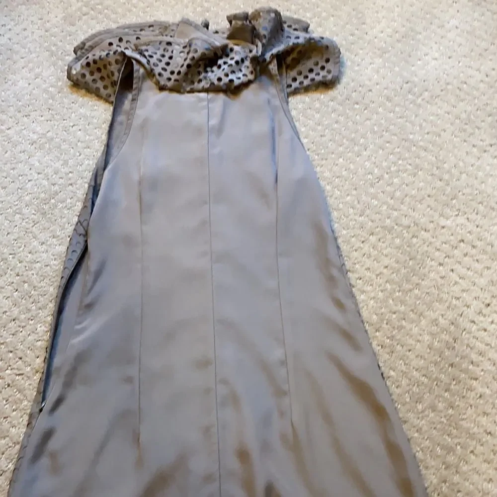 Ryu Boho Ruffle Cutout Dress – Taupe Neutral – Size Small